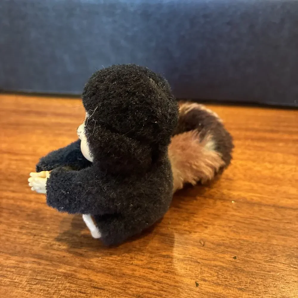 Vintage Monchichi Hugger Red Racoon Toy ClipOn Grip Charm Miniature Troll Rattle